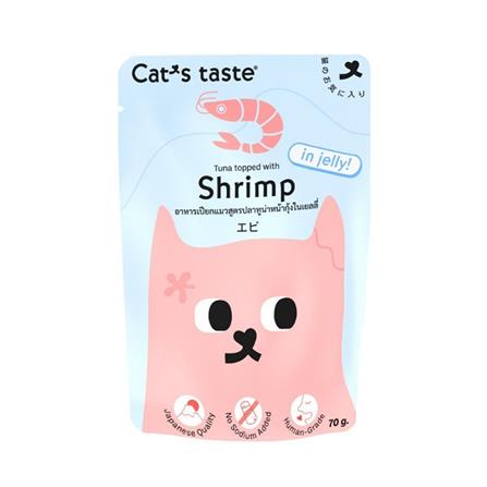 อาหารเปียกแมว CATS TASTE TUNA TOPPED SHRIMP IN JELLY 70 ก._0