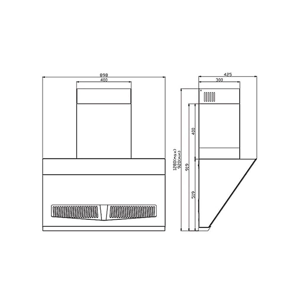 เครื่องดูดควันกระโจม LINEA LVT 90 90 ซม.