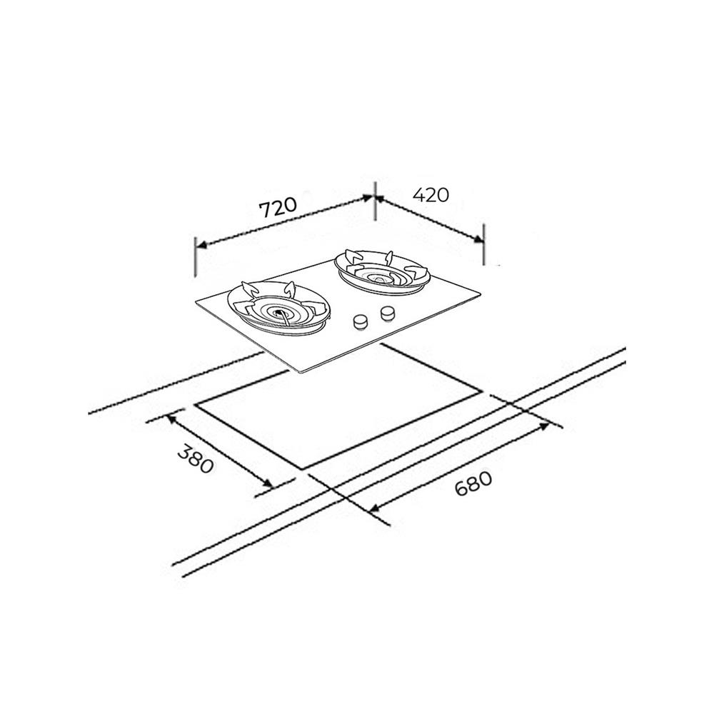 เตาฝังแก๊ส LINEA GD 73 2G GLASS 72 ซม.