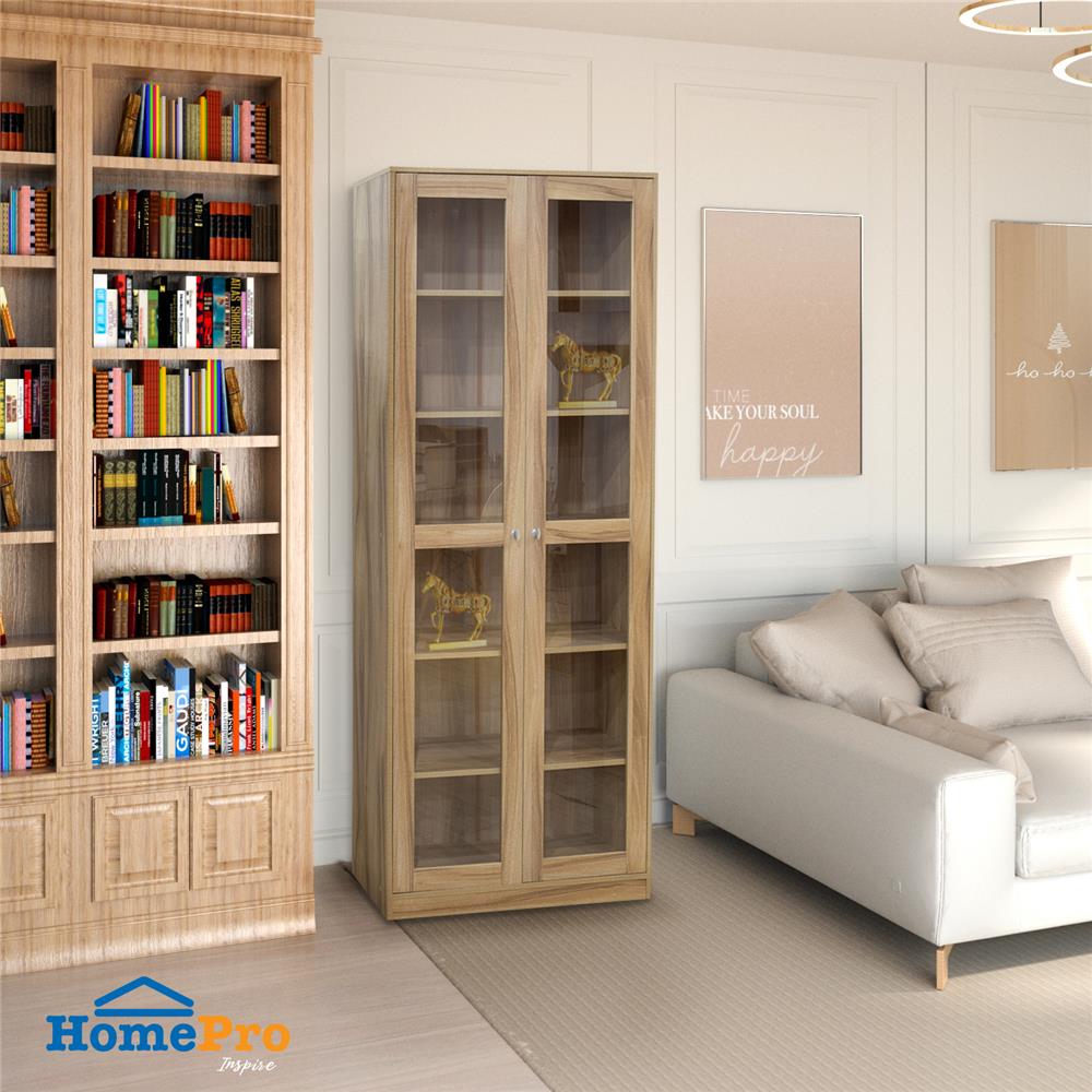 ตู้โชว์ 2 บานเปิด FURDINI CARA 80 ซม. สีไวท์โอ๊ค