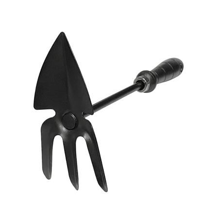 คราด 3 ซี่ พร้อมส้อมพรวนดิน เหล็ก SPRING สีดำ