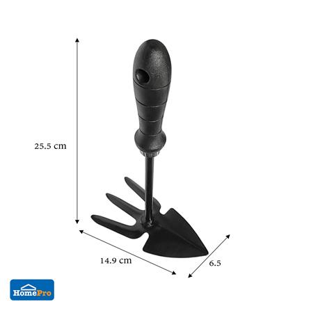 คราด 3 ซี่ พร้อมส้อมพรวนดิน เหล็ก SPRING สีดำ_5