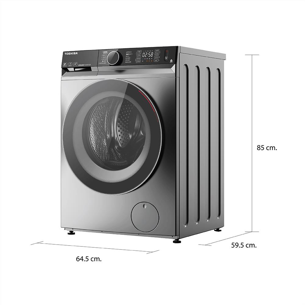 เครื่องซักอบฝาหน้า TOSHIBA TWD-BM135GF4T(SK) 12.5/8 กก. 1400RPM อินเวอร์เตอร์ สีเงิน