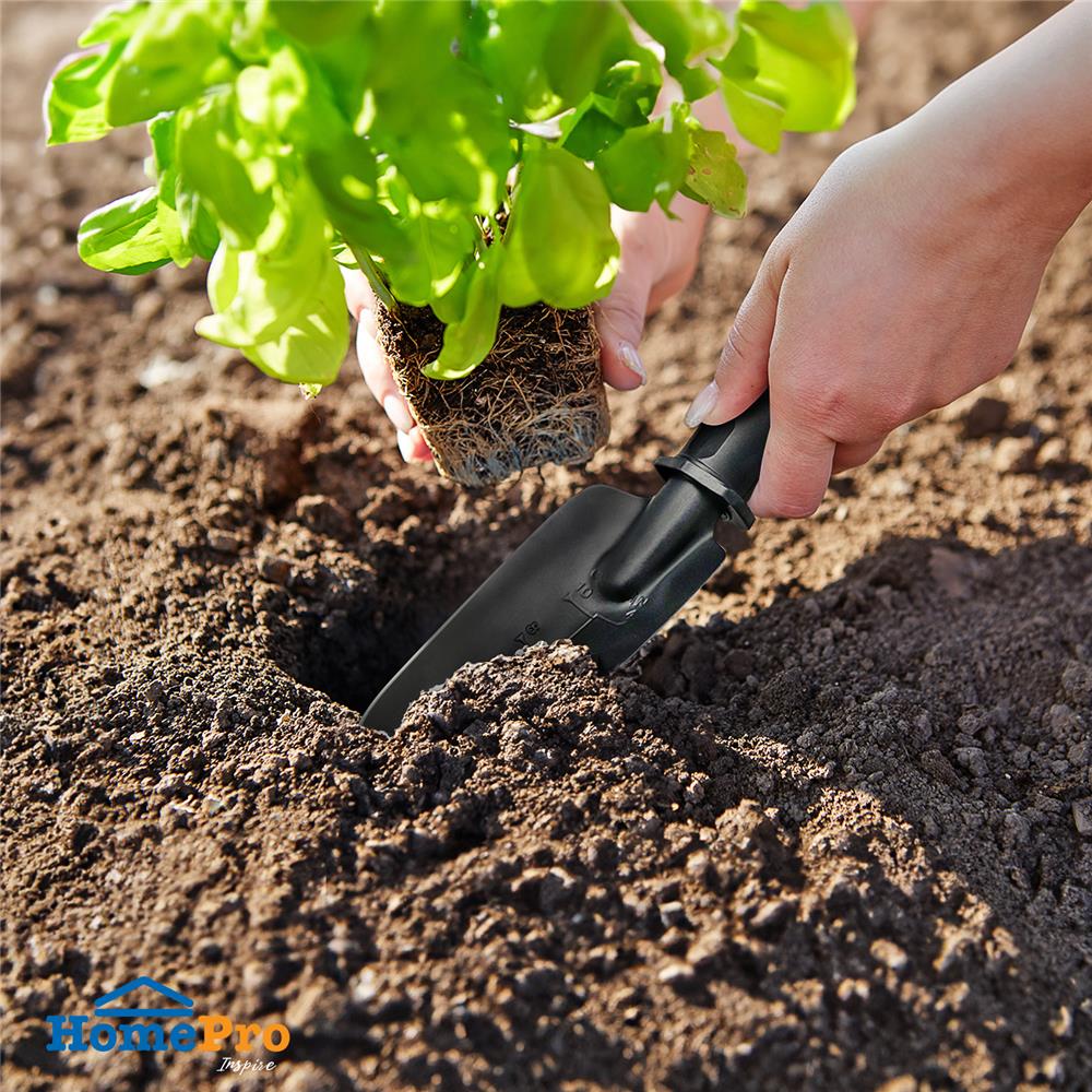 ช้อนพรวนดินเหล็ก ด้ามพลาสติก SPRING เล็ก สีดำ