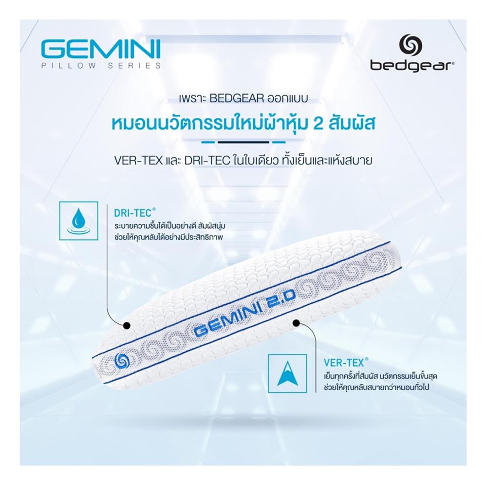 หมอนสุขภาพ เมมโมรี่โฟม BEDGEAR GEMINI 2.0 17x24 นิ้ว สีขาว