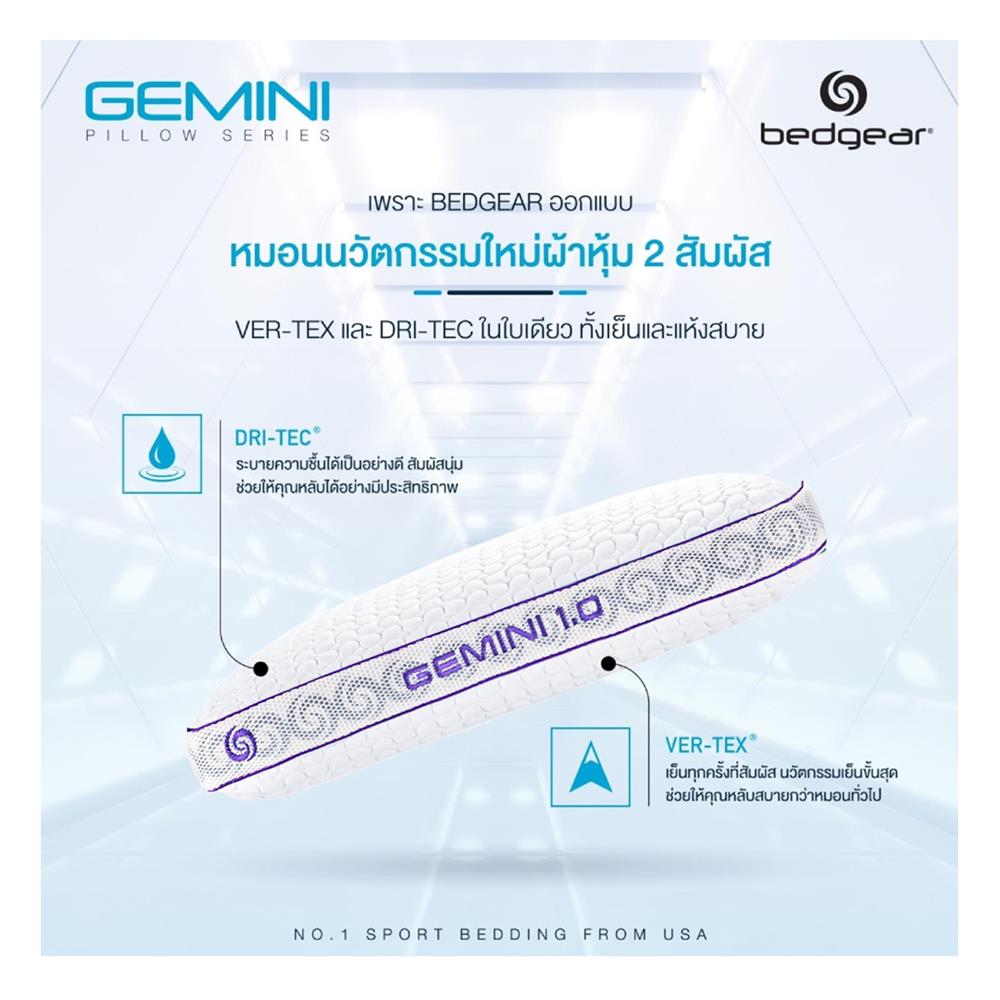 หมอนสุขภาพ เมมโมรี่โฟม BEDGEAR GEMINI 1.0 17x24 นิ้ว สีขาว