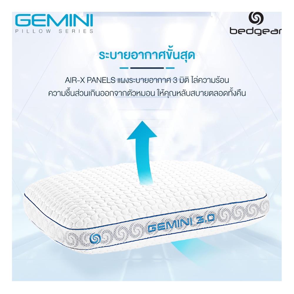 หมอนสุขภาพ เมมโมรี่โฟม BEDGEAR GEMINI 3.0 17x24 นิ้ว สีขาว