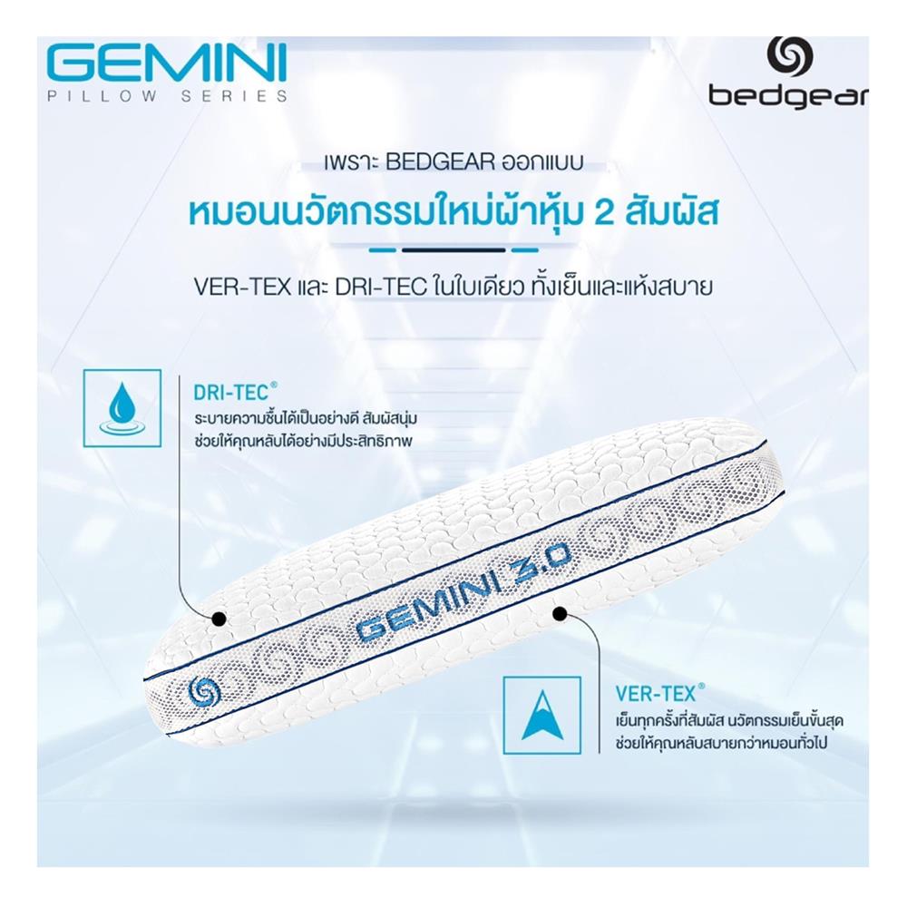 หมอนสุขภาพ เมมโมรี่โฟม BEDGEAR GEMINI 3.0 17x24 นิ้ว สีขาว
