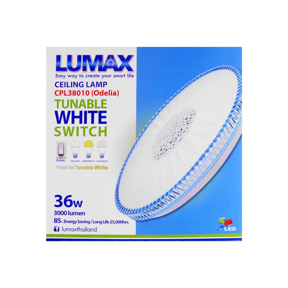 ไฟเพดาน LED LUMAX 03-A1369 15.5 นิ้ว 36 วัตต์ DAYLIGHT/COOL WHITE/WARM WHITE สีขาว