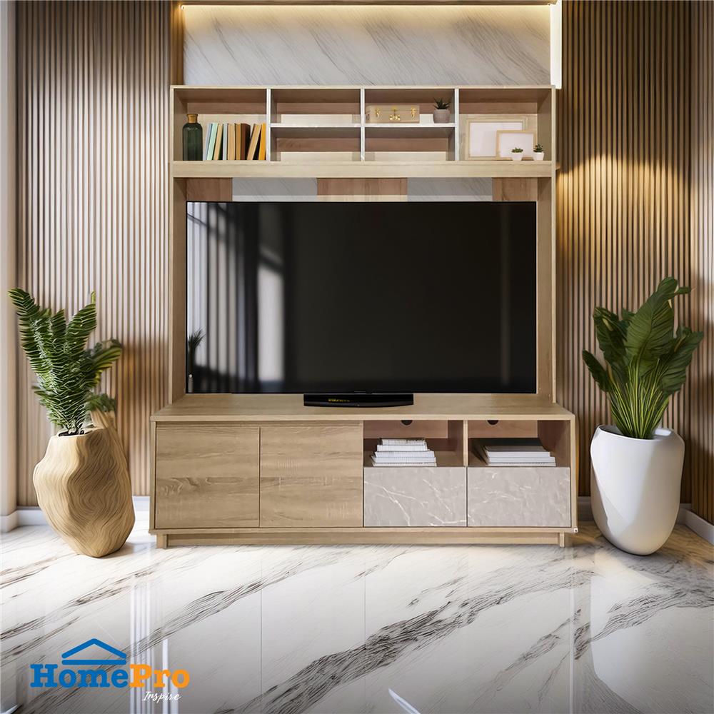 ชุดตู้วางทีวี ME LIVING 160 ซม. สี SOLID OAK/MARBLE