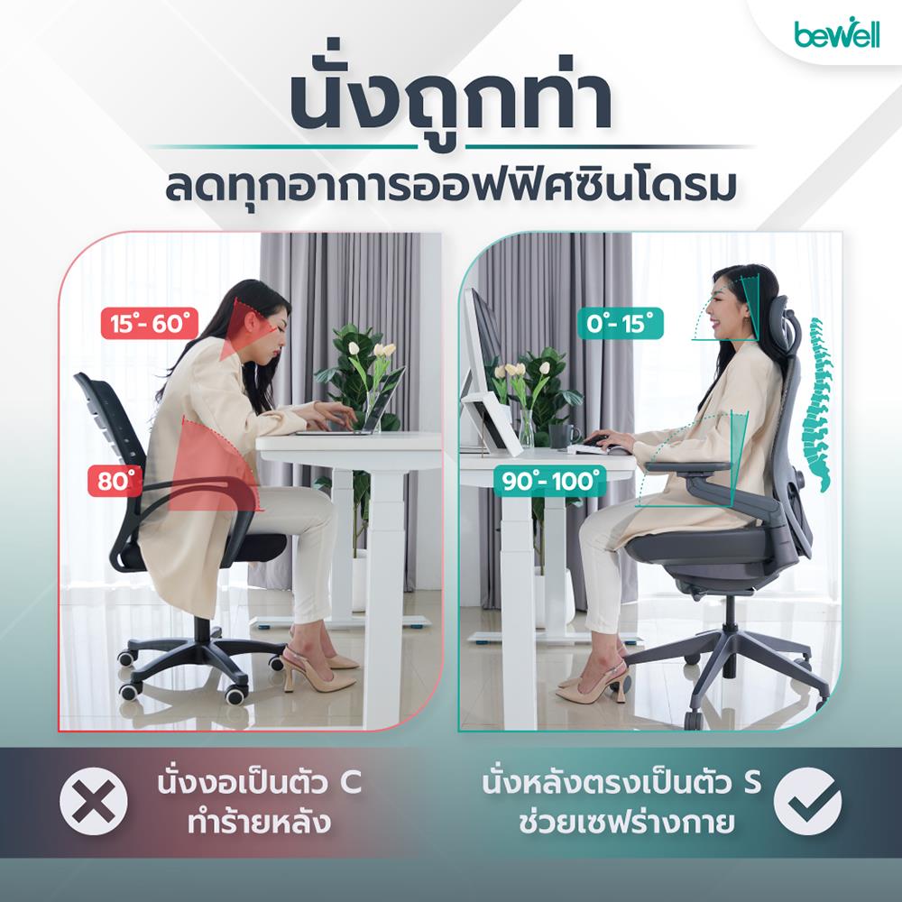 เก้าอี้สุขภาพ BEWELL ENCLOSE PLUS สีเทาเข้ม