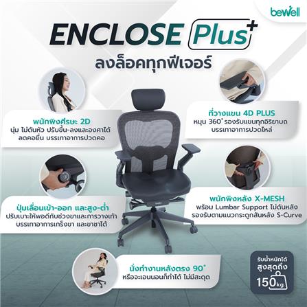 เก้าอี้สุขภาพ BEWELL ENCLOSE PLUS สีเทาเข้ม_4