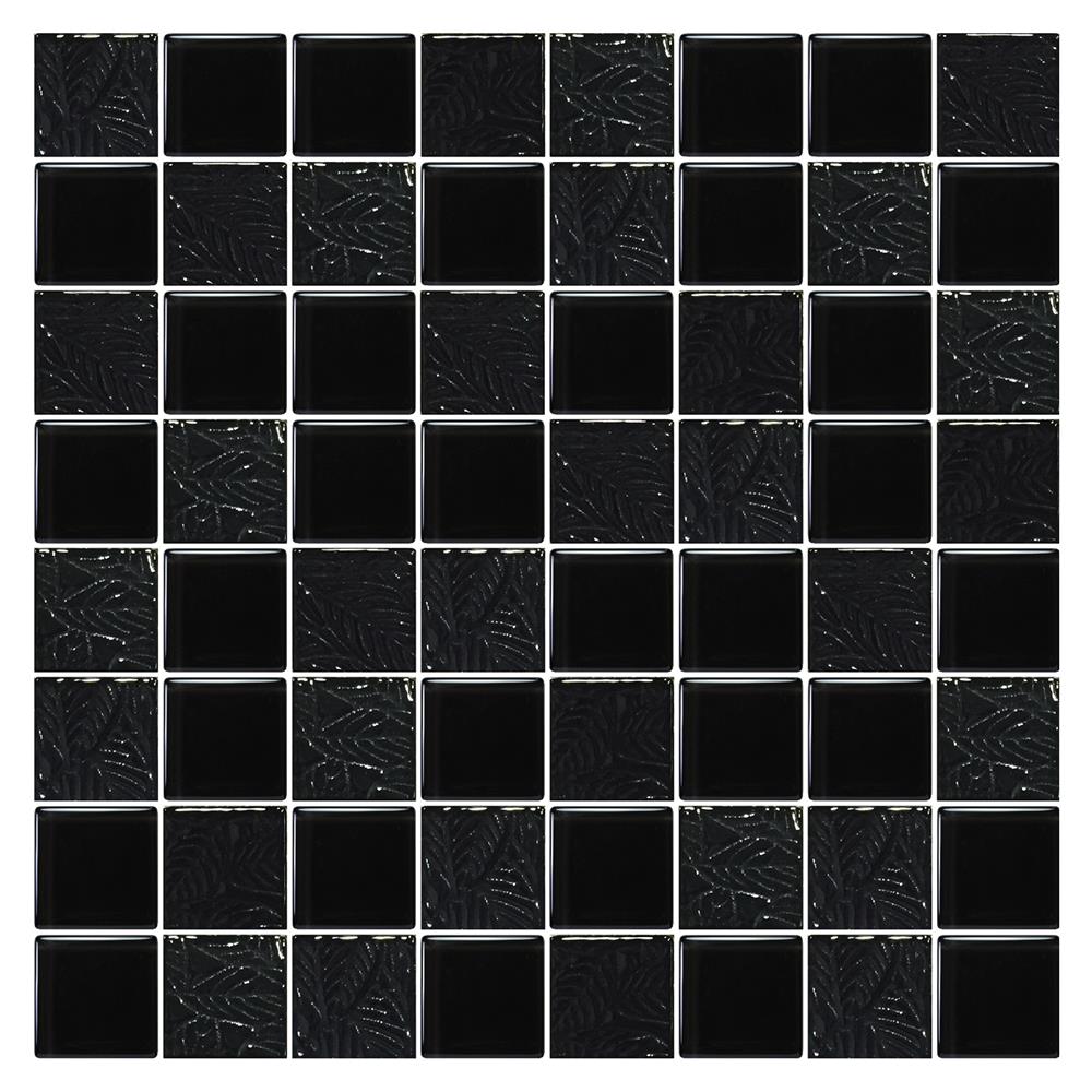 โมเสคแก้ว 30x30 ซม. GLASCERA แบล็ค ลีฟ