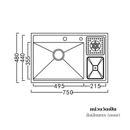 ซิงค์ฝัง 1 หลุม THAI FORWARD FH3061R สีเงิน_4