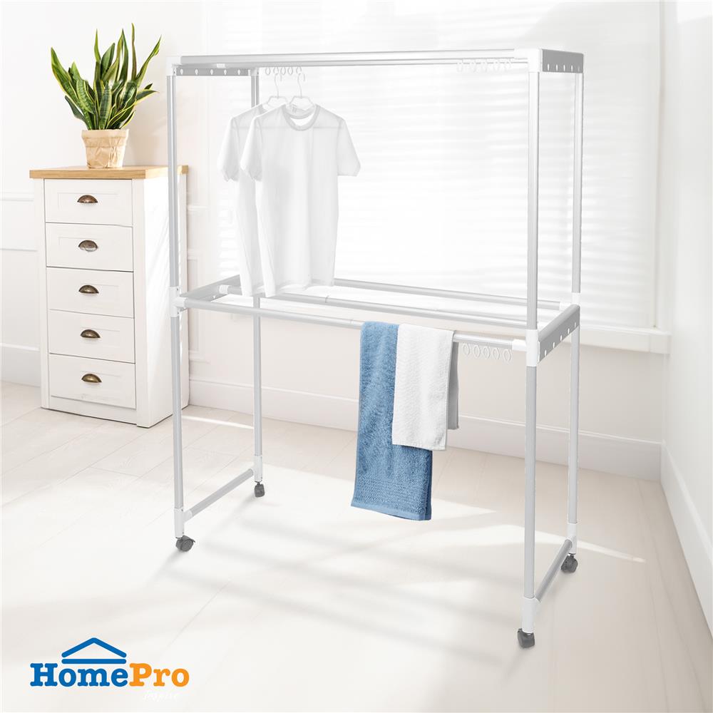 ราวตากผ้าอะลูมิเนียมมีล้อ 6 เส้น PLIM 1.2 ม.