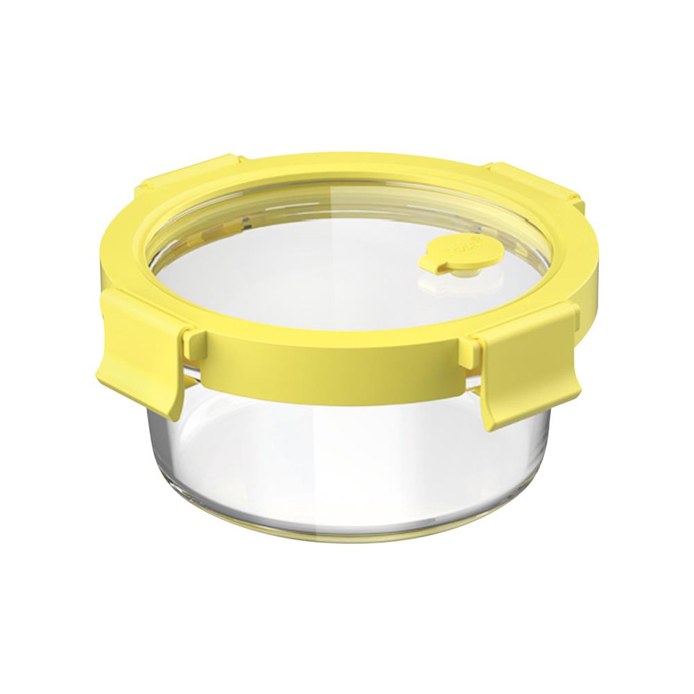 กล่องอาหารกลม OCEAN GLASS REGO BOX 0.4 ลิตร สีเหลือง/ใส