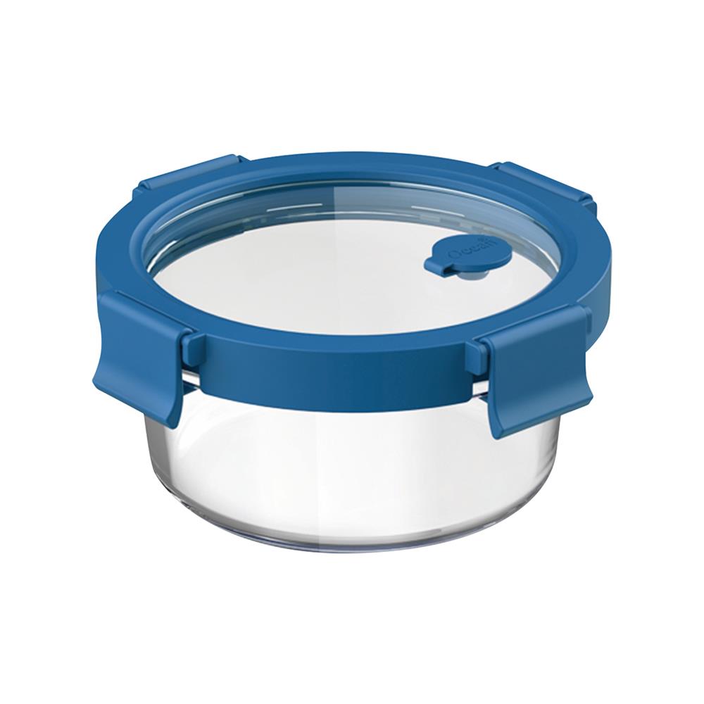 กล่องอาหารกลม OCEAN GLASS REGO BOX 0.4 ลิตร สีน้ำเงิน/ใส
