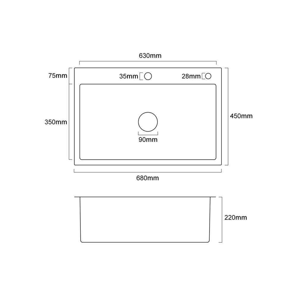 ซิงค์ฝัง 1 หลุม THAI FORWARD FH6845 สีเงิน