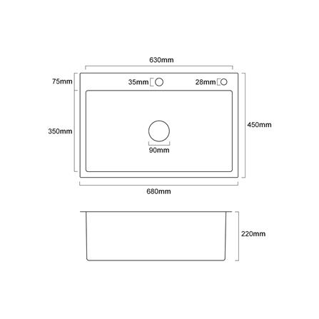 ซิงค์ฝัง 1 หลุม THAI FORWARD FH6845 สีเงิน_4