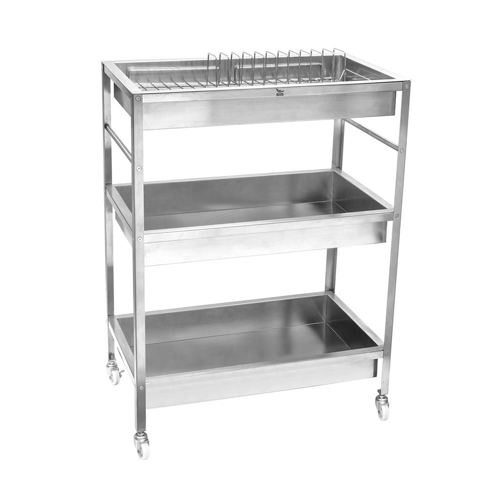 ชั้นคว่ำจานสเตนเลส 3 ชั้น มีล้อ KECH HEFTY