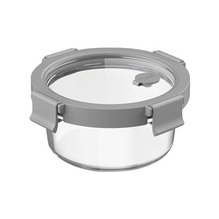 กล่องอาหารกลม OCEAN GLASS REGO BOX 0.4 ลิตร สีเทา/ใส