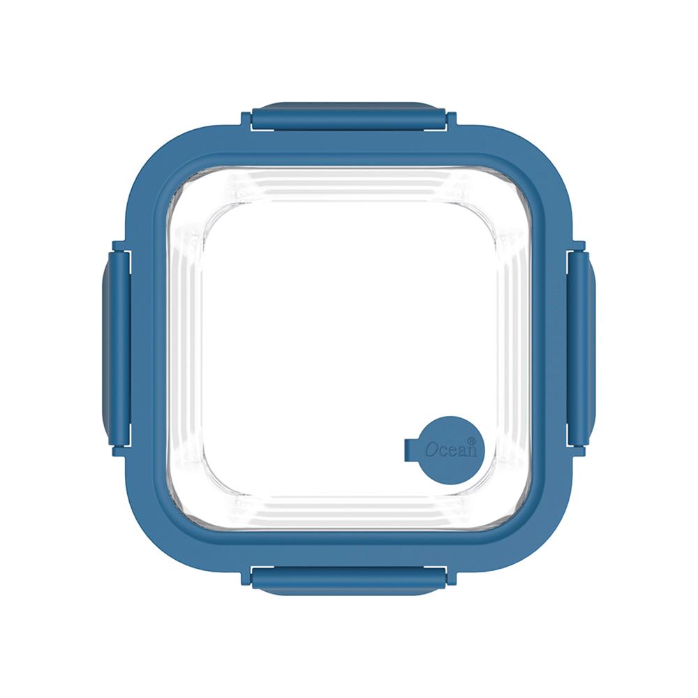 กล่องอาหารเหลี่ยม OCEAN GLASS REGO BOX 0.52 ลิตร สีน้ำเงิน/ใส