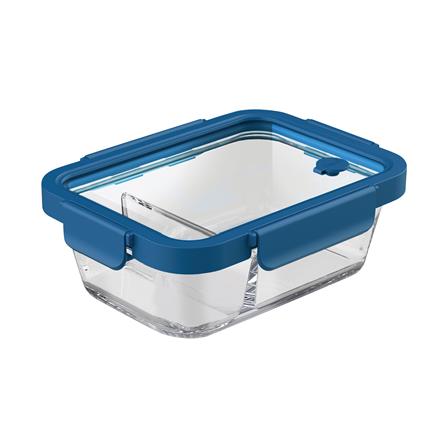 กล่องอาหารเหลี่ยม 2 ช่อง OCEAN GLASS REGO BOX 1.05 ลิตร สีน้ำเงิน/ใส_0