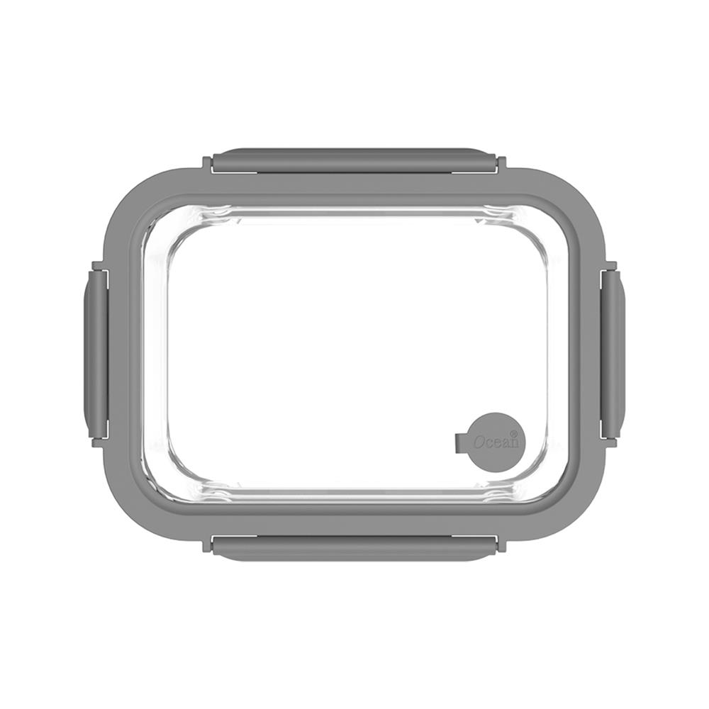 กล่องอาหารเหลี่ยม OCEAN GLASS REGO BOX 0.64 ลิตร สีเทา/ใส