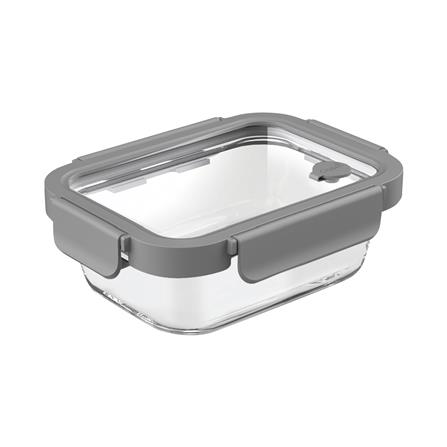 กล่องอาหารเหลี่ยม OCEAN GLASS REGO BOX 0.64 ลิตร สีเทา/ใส