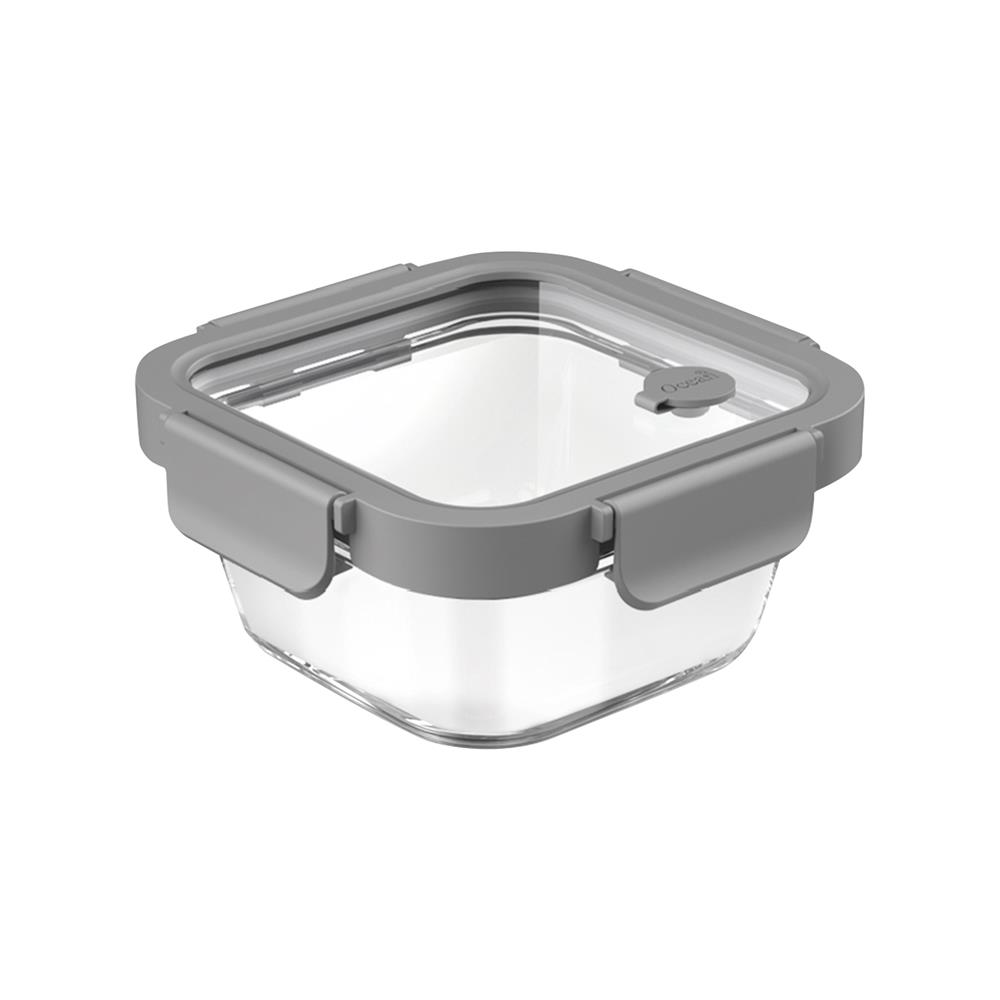 กล่องอาหารเหลี่ยม OCEAN GLASS REGO BOX 0.52 ลิตร สีเทา/ใส