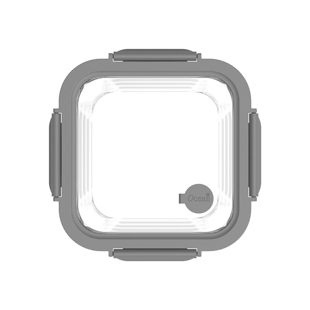 กล่องอาหารเหลี่ยม OCEAN GLASS REGO BOX 0.52 ลิตร สีเทา/ใส