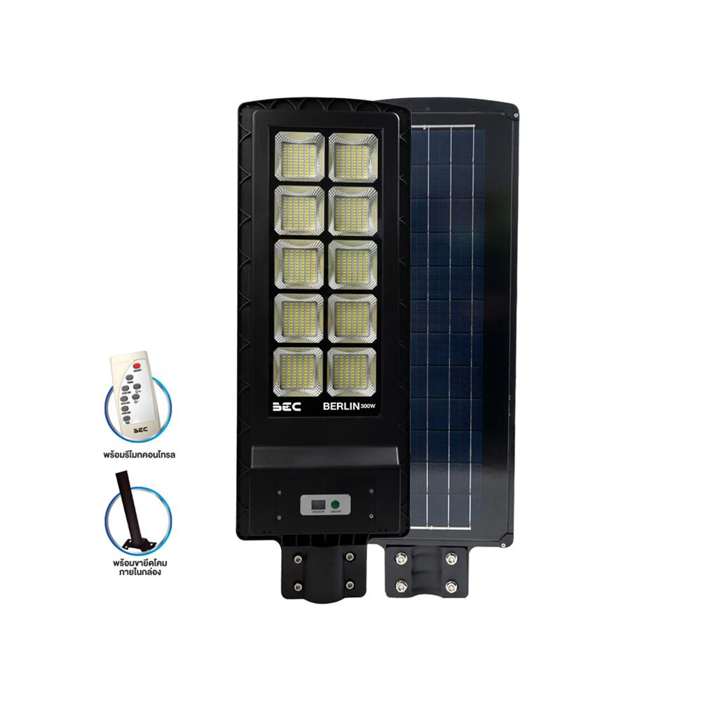 ไฟถนน SOLAR BEC BERLIN 300 วัตต์ WARM WHITE สีดำ