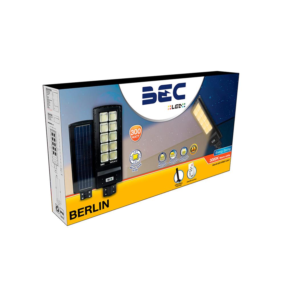 ไฟถนน SOLAR BEC BERLIN 300 วัตต์ WARM WHITE สีดำ