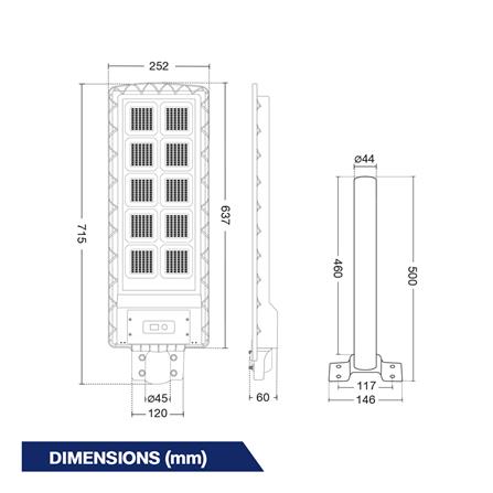ไฟถนน SOLAR BEC BERLIN 300 วัตต์ WARM WHITE สีดำ_5