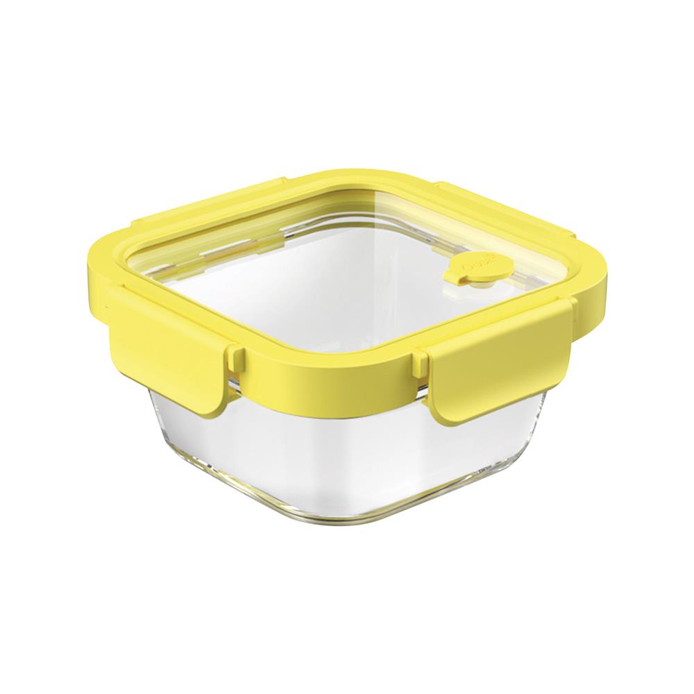 กล่องอาหารเหลี่ยม OCEAN GLASS REGO BOX 0.52 ลิตร สีเหลือง/ใส