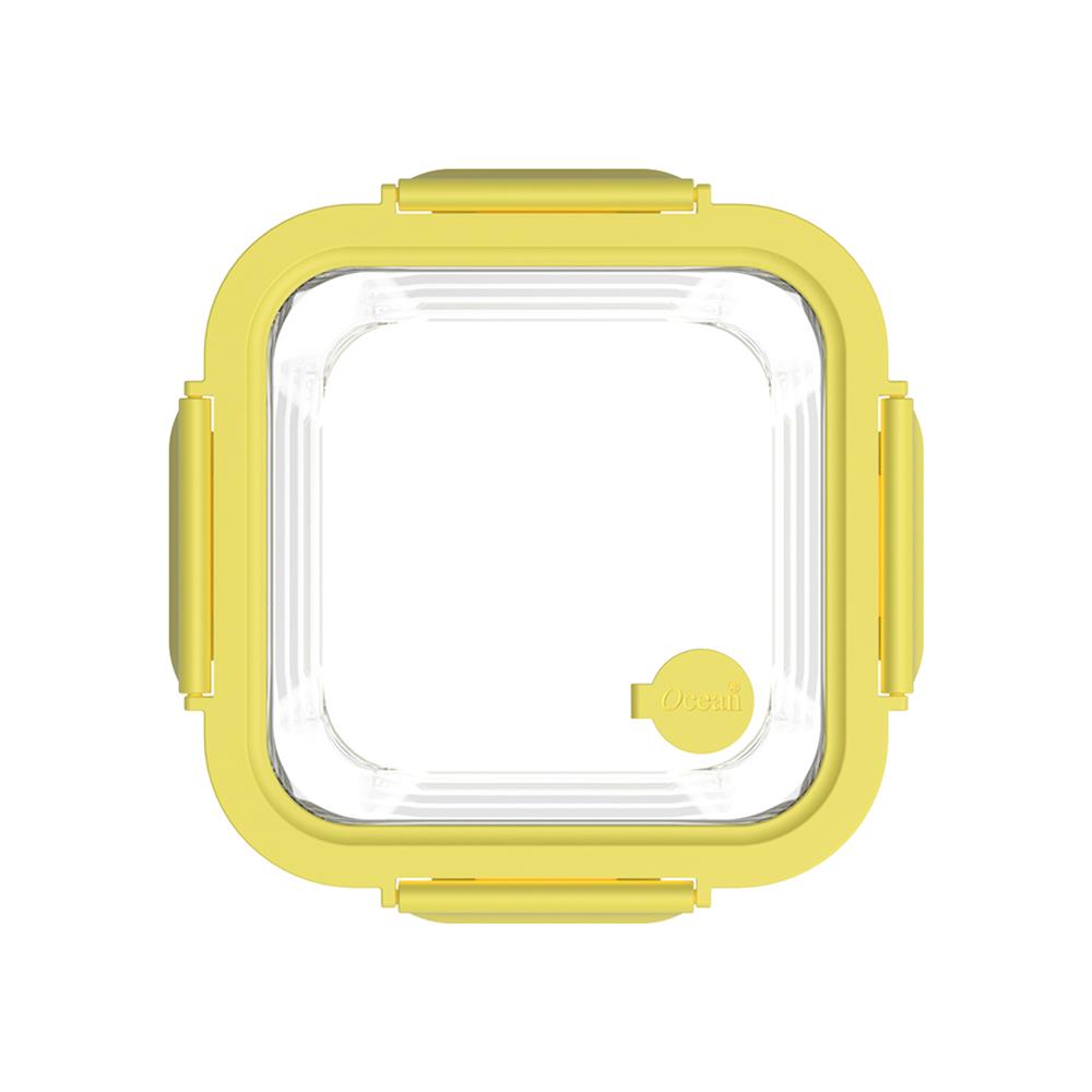 กล่องอาหารเหลี่ยม OCEAN GLASS REGO BOX 0.52 ลิตร สีเหลือง/ใส