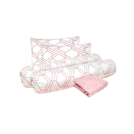 ชุดผ้าปูที่นอน 6 ฟุต 5 ชิ้น SLUMBERLAND ELLAND สี WHITE/PINK_1