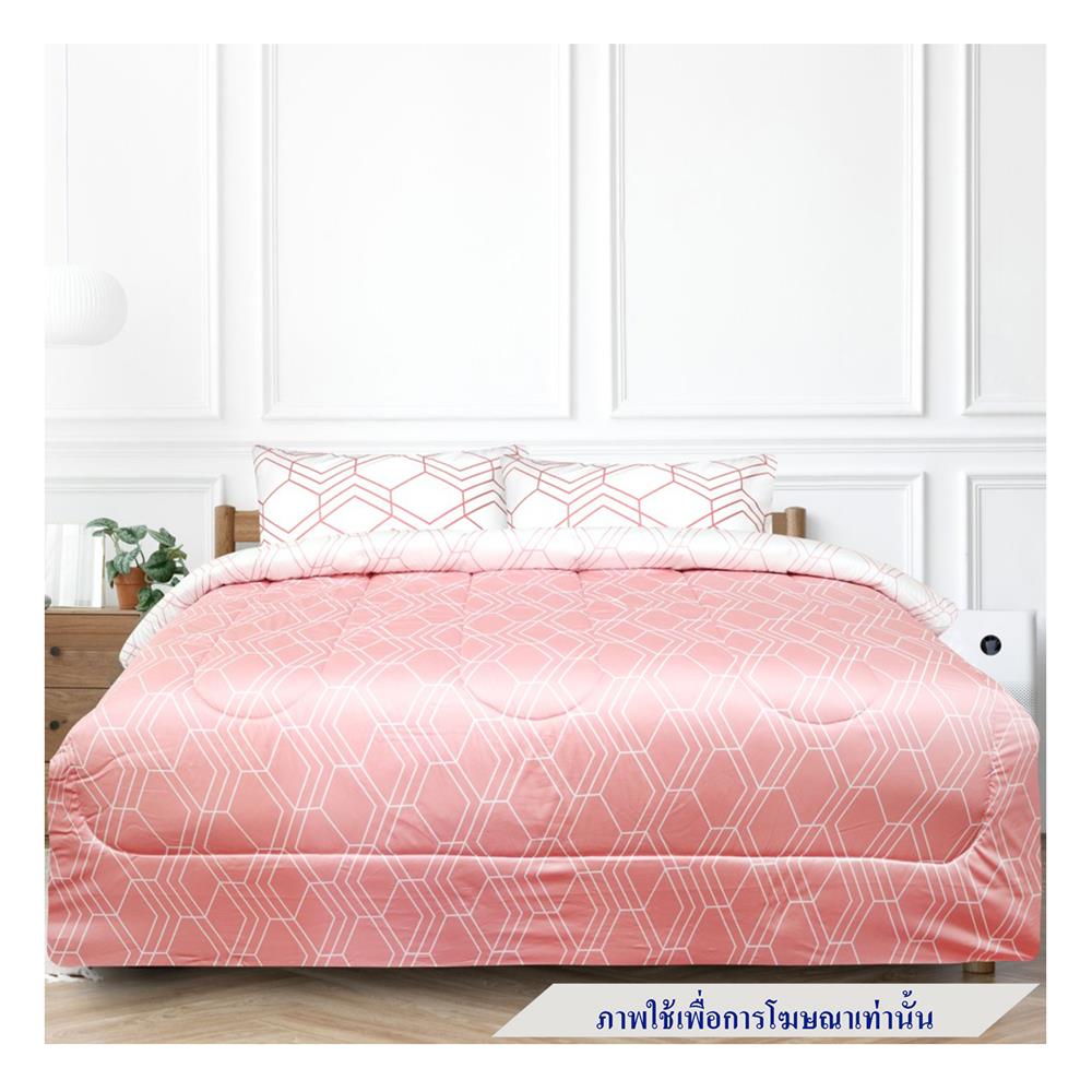 ชุดผ้าปูที่นอน 5 ฟุต 5 ชิ้น SLUMBERLAND ELLAND สี WHITE/PINK