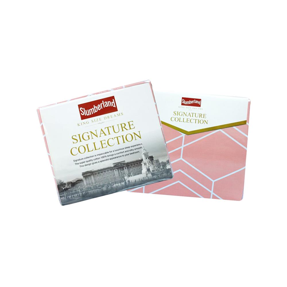 ชุดผ้าปูที่นอน 5 ฟุต 5 ชิ้น SLUMBERLAND ELLAND สี WHITE/PINK