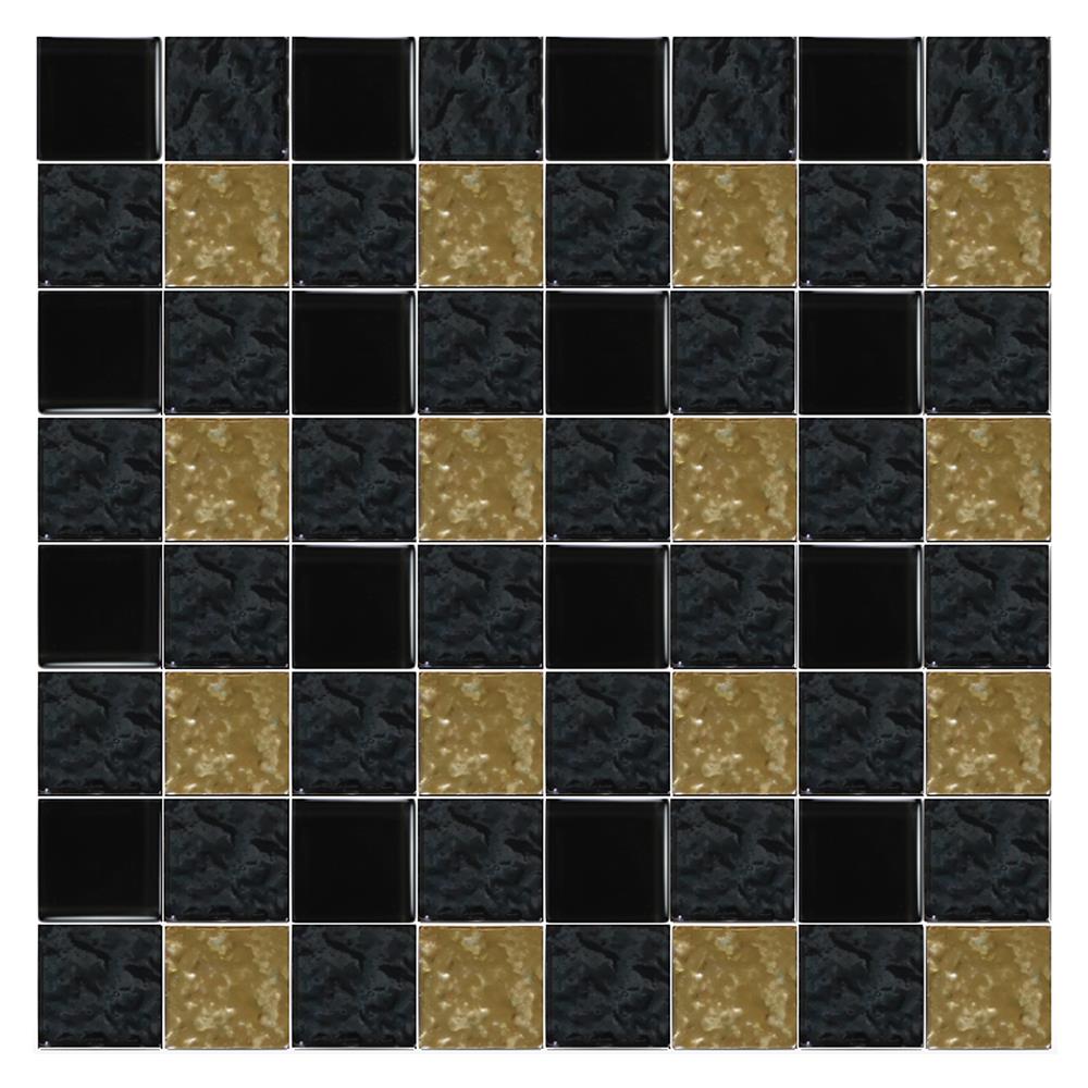 โมเสคแก้ว 30x30 ซม. GLASCERA วีฟว์ โกลด์ ดำทอง