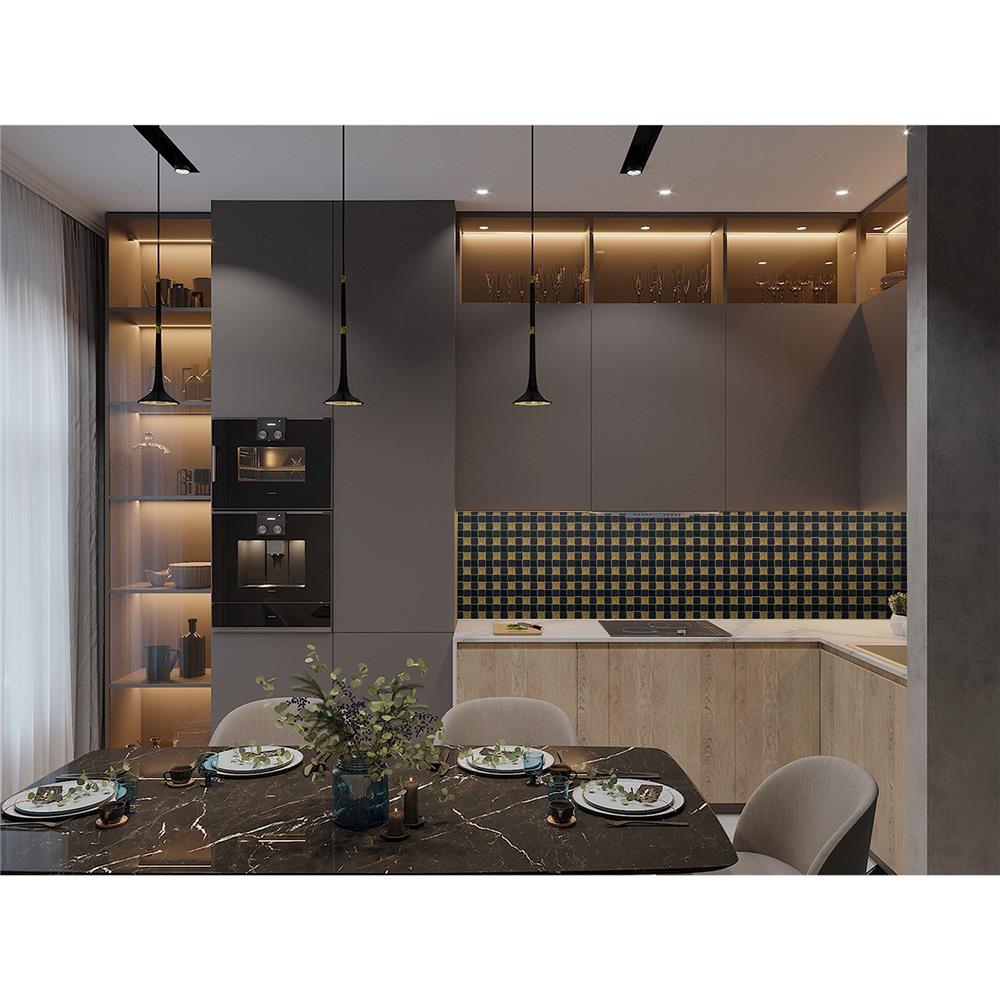 โมเสคแก้ว 30x30 ซม. GLASCERA วีฟว์ โกลด์ ดำทอง