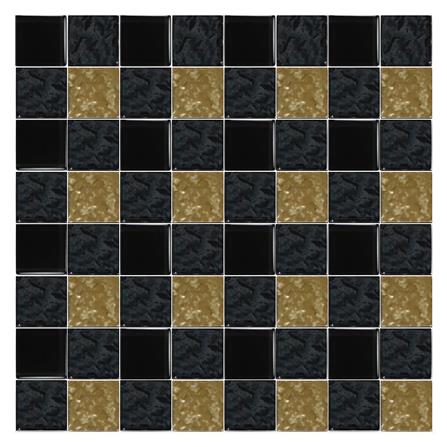 โมเสคแก้ว 30x30 ซม. GLASCERA วีฟว์ โกลด์ ดำทอง