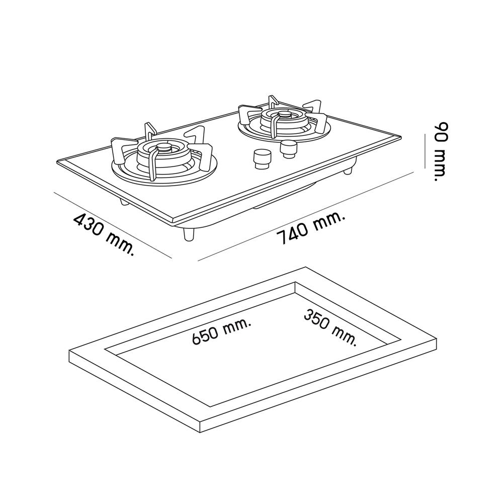 เตาฝังแก๊ส DYNA HOME DH-2BXMZ 74 ซม.