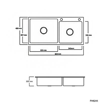 ซิงค์ฝัง 2 หลุม THAI FORWARD FH8245 สีเงิน_4
