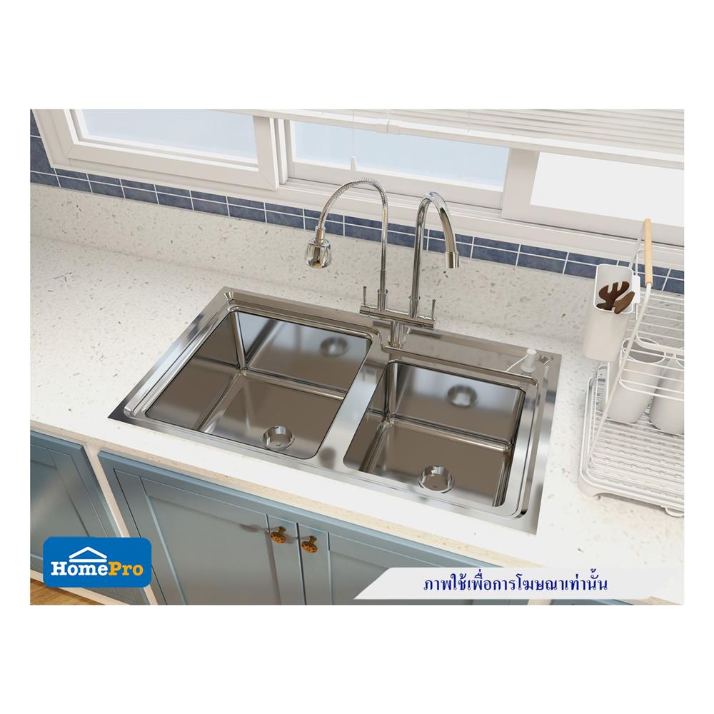ซิงค์ฝัง 2 หลุม THAI FORWARD FH7008 สีเงิน