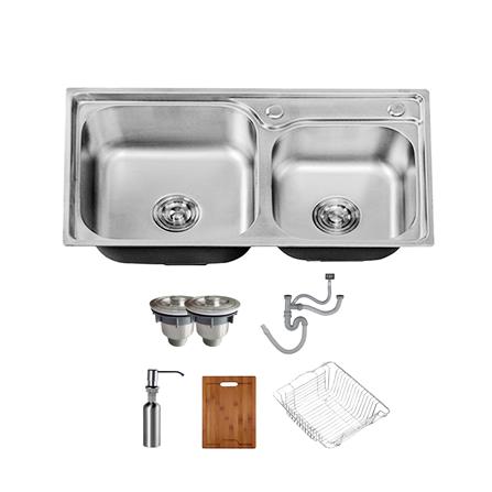 ซิงค์ฝัง 2 หลุม THAI FORWARD FH7008 สีเงิน_0