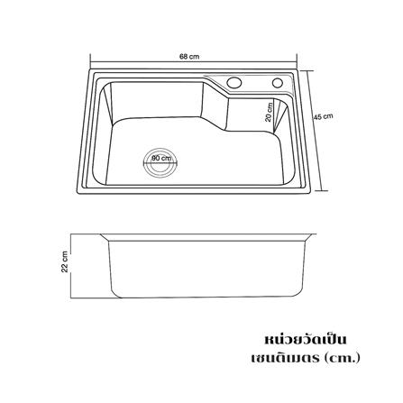 ซิงค์ฝัง 1 หลุม THAI FORWARD FH657 สีเงิน_4
