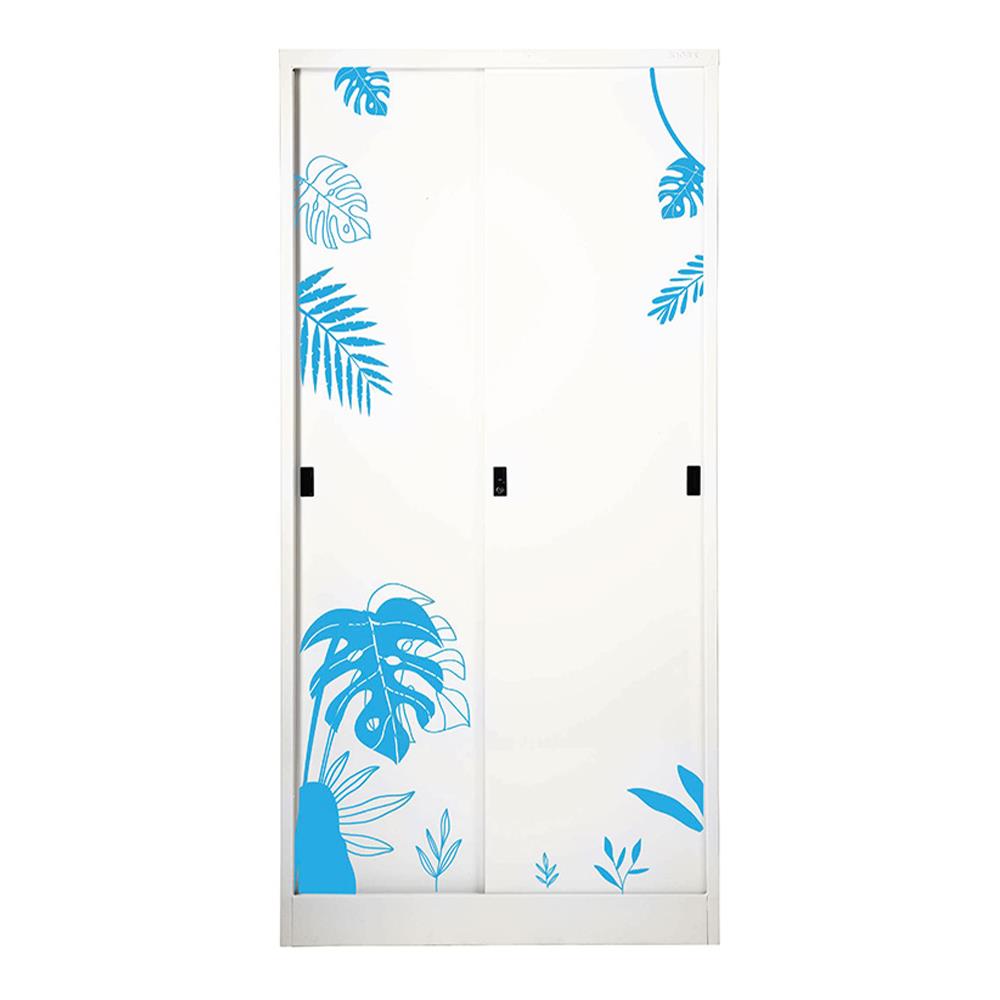 ตู้เสื้อผ้าเหล็กบานเลื่อน KIOSK SDX-18/BA 91.4 ซม. สีครีม