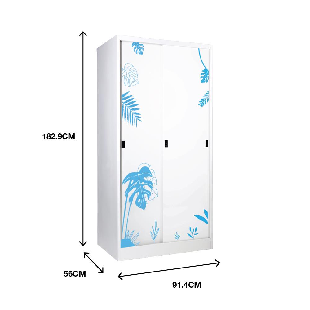 ตู้เสื้อผ้าเหล็กบานเลื่อน KIOSK SDX-18/BA 91.4 ซม. สีครีม
