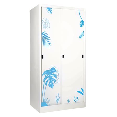 ตู้เสื้อผ้าเหล็กบานเลื่อน KIOSK SDX-18/BA 91.4 ซม. สีครีม_1